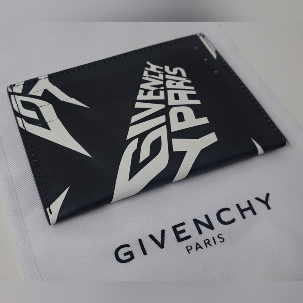 Givenchy Paris Cardholder Wallet Pocket Calf Leather Accessory Black Rare